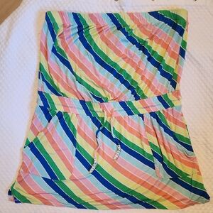 Colorful Striped Strapless Dress